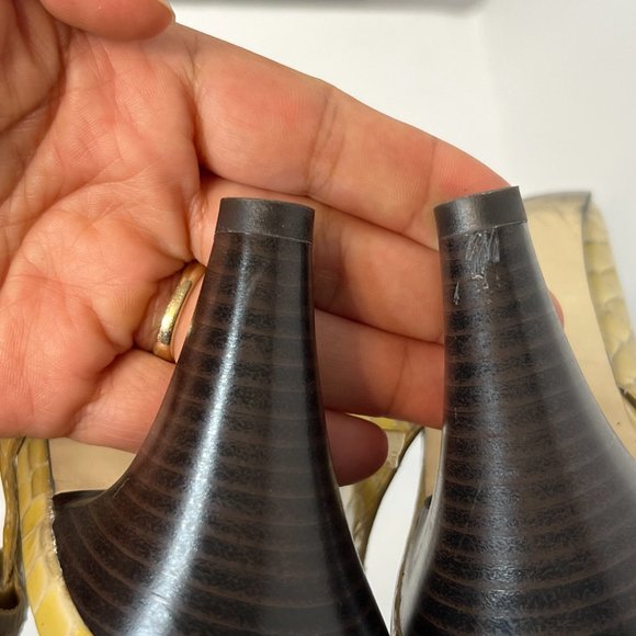 2 for $20. Alex Marie Yellow Leather Open Toe Snake skin design women's size 9. - Picture 6 of 9